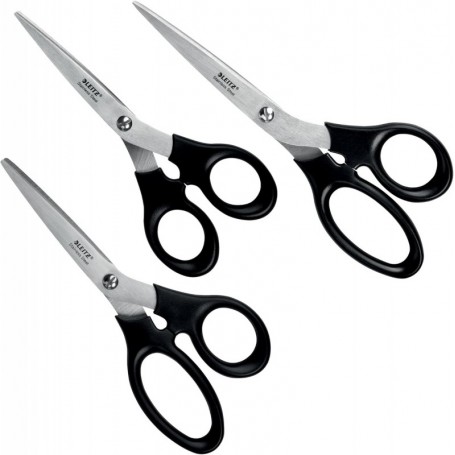 LEITZ Set de ciseaux, 3 piŠces, rond, noir