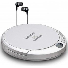 Lenco CD-201SI Portabler CD-Player mit Hörbuch- und Ladefunktion, silber