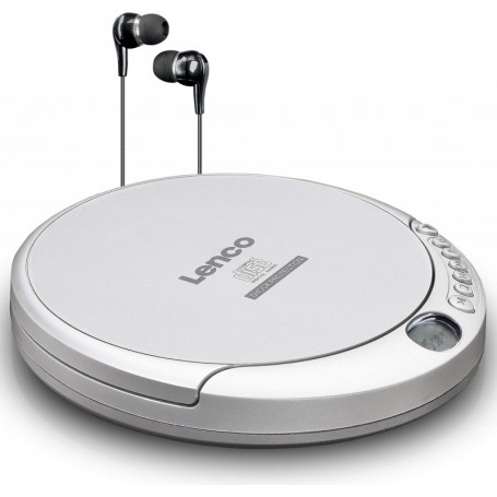 Lenco CD-201SI Portabler CD-Player mit Hörbuch- und Ladefunktion, silber