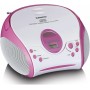 Boombox avec lecteur CD, radio FM et autocollants Rose
