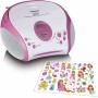 Boombox avec lecteur CD, radio FM et autocollants Rose