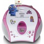 Boombox avec lecteur CD, radio FM et autocollants Rose