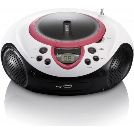Radio FM portable Lecteur CD et USB Rose