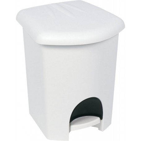 plast team Poubelle cosmtique pdale, 6 litres, blanc
