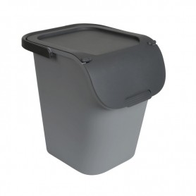 EDA Poubelle de tri TriHome, 40 litres, ciment/anthracite