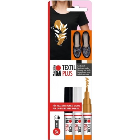 Marabu Marqueur tissu \"Textil Painter Plus\", blister de 3