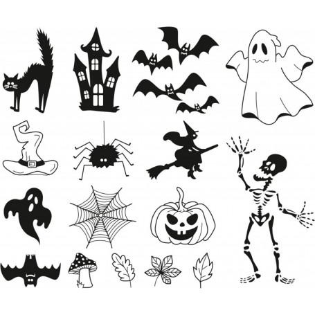 HEYDA Set de tampons motif \"Halloween\", bote fentre