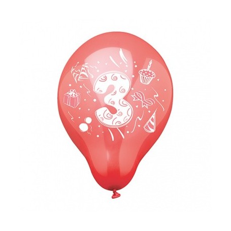 PAPSTAR Zahlenluftballons \"3\", rund, farbig sortiert