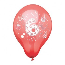 PAPSTAR Zahlenluftballons \"6\", rund, farbig sortiert