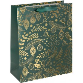 sigel Sac cadeau de Nol \"Golden ornaments on green\", petit