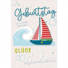 SUSY CARD Geburtstagskarte Round \"Segelboot\"