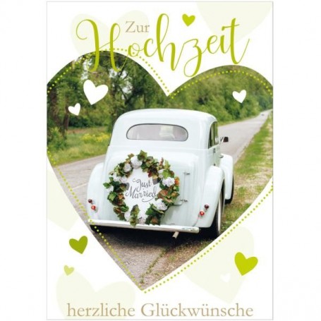 SUSY CARD Hochzeitskarte \"Auto-Herz\", DIN A5