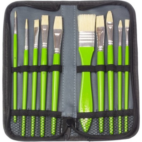 kangaro Set de pinceaux pour peinture l\'huile, 10 pices