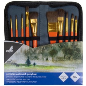 kangaro Set de pinceaux aquarelle, 10 pices, dans un tui
