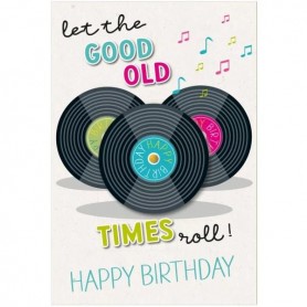SUSY CARD Carte d\'anniversaire Round \"Disques vinyles\"