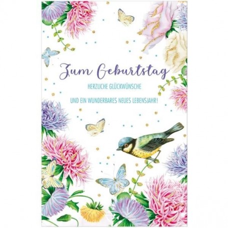 SUSY CARD Geburtstagskarte Wish and Bloom \"Meise\"