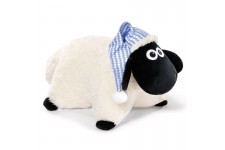 NICI - NICI 41473 Shaun le mouton doudou avec coussin de Sommeil Bonnet, 40 x 30 cm, couleur : blanc/noir