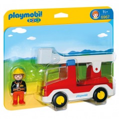 PLAYMOBIL - Playmobil 1.2.3. - 6967 - Camion de pompier avec échelle pivotante