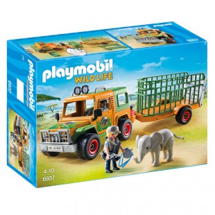PLAYMOBIL - Playmobil 6937 Véhicule avec éléphanteau et soigneurs