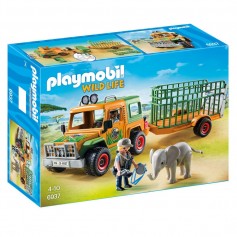 PLAYMOBIL - Playmobil 6937 Véhicule avec éléphanteau et soigneurs