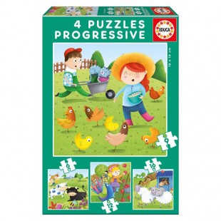 EDUCA BORRAS - Educa BorrAs - 17145 - Puzzle Progressif Animaux De La Ferme (6-9-12-16 Pcs)