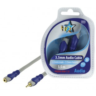 CABLE 3.5MM STEREO MALE - 3.5MM STEREO FEMELLE SILVER HQ - 1.5m