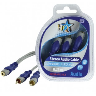 HQ câble 3.5mm stéréo femelle - 2x RCA mâles - 0.2m