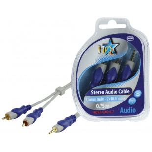 CABLE 3.5MM STEREO MALE - 2X RCA MALES SILVER HQ - 0.7m