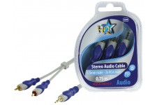 CABLE 3.5MM STEREO MALE - 2X RCA MALES SILVER HQ - 0.7m