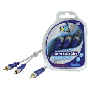 HQ câble 3.5 mm stéréo mâle - 2x RCA mâles - 1.5m