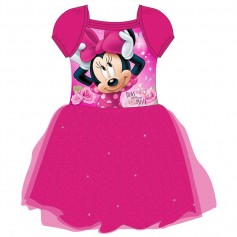 DISNEY - Minnie - Robe - Taille Empire - Fille Rouge Fuchsia 134 cm - Rouge - 3-4 Ans