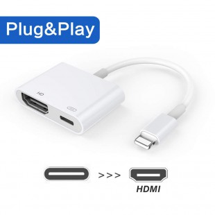 Alpexe Adaptateur AV numérique 8 broches pour câble Lightning vers HDMI COMPATIBLE pour Apple 