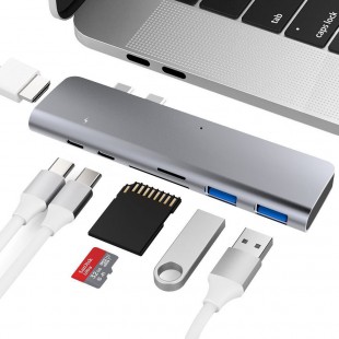 Alpexe Hub USB C Type C pour adaptateur MacBook Pro 13 "et 15" 2016/2017, USB C vers HDMI avec Thunderbolt 3 et lecteur de carte