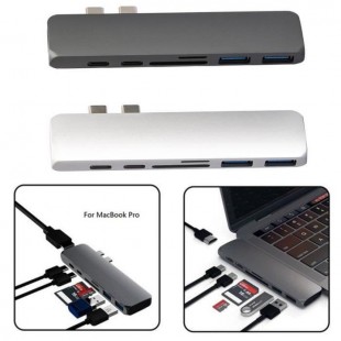 Alpexe HUB adaptateur Macbook 7-en-1 Type-C vers 1x USB-C PD port, 1x USB-C, 2x USB 3.0, 1x 4k HDMI et x1 SD/Micro