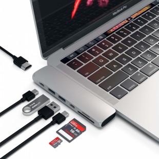 Alpexe Hub USB C MacBook Pro, Adaptateur Double Type-C 7 en 1 avec 2 Ports Type-C, 2 Ports USB 3.0, 1 Port Carte SD/TF et 1 Port