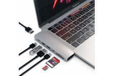 Alpexe Hub USB C MacBook Pro, Adaptateur Double Type-C 7 en 1 avec 2 Ports Type-C, 2 Ports USB 3.0, 1 Port Carte SD/TF et 1 Port