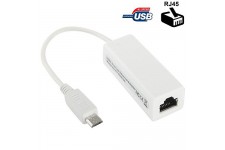 Alpexe Adaptateur Ethernet RJ45 Micro USB smartphone tablette tactile blanc