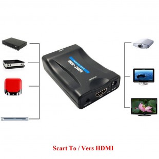 Alpexe Convertisseur Péritel vers HDMI Adaptateur SCART vers HDMI 1080P HD Compatible avec NTSC PAL pour Sky HD Blu Ray PS3 TV C