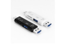 Alpexe Lecteur de Carte SD/Micro SD (TF) 3 en 1 Universel USB Type C, USB- A 3.0 pour SD, SDXC, SDHC, TF, Micro SD, Micro SDXC, 