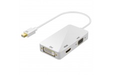 Alpexe Adaptateur Mini DisplayPort vers HDMI/DVI/VGA, Blanc