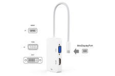 Alpexe 3 en 1 Thunderbolt Mini DisplayPort vers HDMI/DVI/VGA, Adaptateur pour Apple MacBook Microsoft 