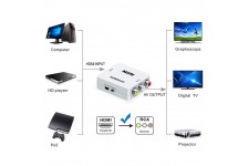 Alpexe Adaptateur HDMI vers RCA, Mini AV vers HDMI convertisseur vidéo Compatible avec 1080P pour PC Portable Xbox PS2 PS3 TV ST