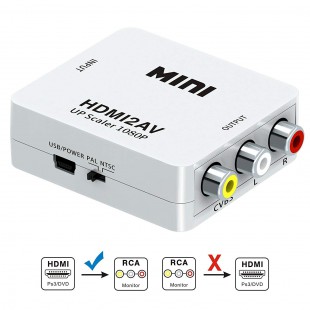 Alpexe Convertisseur HDMI vers AV, HDMI vers RCA AV/CVSB L/R Vidéo 1080P HDMI2AV Prise en Charge NTSC PAL Sortie HDMI vers AV