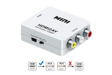 Alpexe Convertisseur HDMI vers AV, HDMI vers RCA AV/CVSB L/R Vidéo 1080P HDMI2AV Prise en Charge NTSC PAL Sortie HDMI vers AV