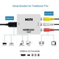 Alpexe Convertisseur adaptateur 1080 P Mini HDMI vers VGA vers RCA AV 