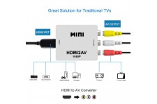 Alpexe Convertisseur adaptateur 1080 P Mini HDMI vers VGA vers RCA AV 