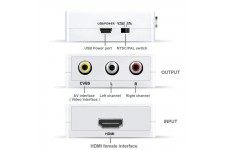 Alpexe Adaptateur vidéo HDMI vers RCA AV/CVSB L/R AV/RCA CVBS convertisseur ordinateur HD 1080 