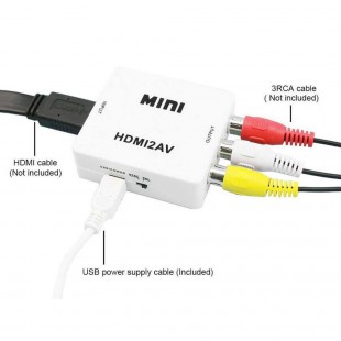Alpexe Adaptateur de Hdmi vers Rca HDMI vers AV boîtier de convertisseur vidéo HD 1080 P HDMI2AV