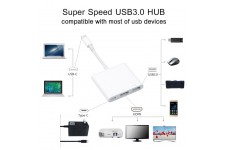 Alpexe USB 3.1 Adaptateur multi-ports Type-C 3-en-1 USB-C Vers HDMI + USB3.0 + USB-C Port Câble pour Apple Macbook | Chromebook 
