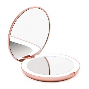 Alpexe Miroir de Poche 10 LEDs Miroir Illuminé Grossissant Double Face 